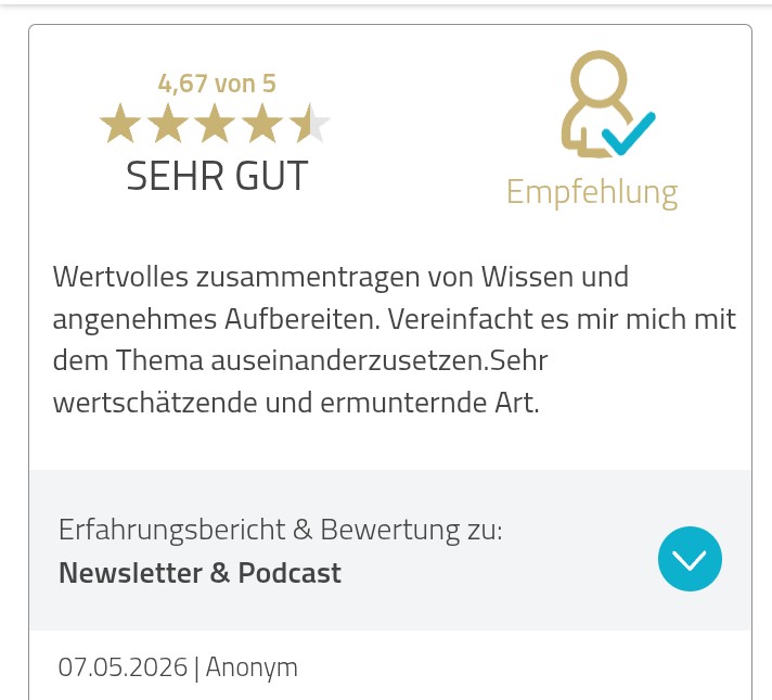 5-Sterne-Bewertung für den Podcast Einen Mann loslassen von Jivana Lohr: hilfreiche Hinweise, tolle Unterstützung, Weg leichter gemacht, Stärke gewonnen.